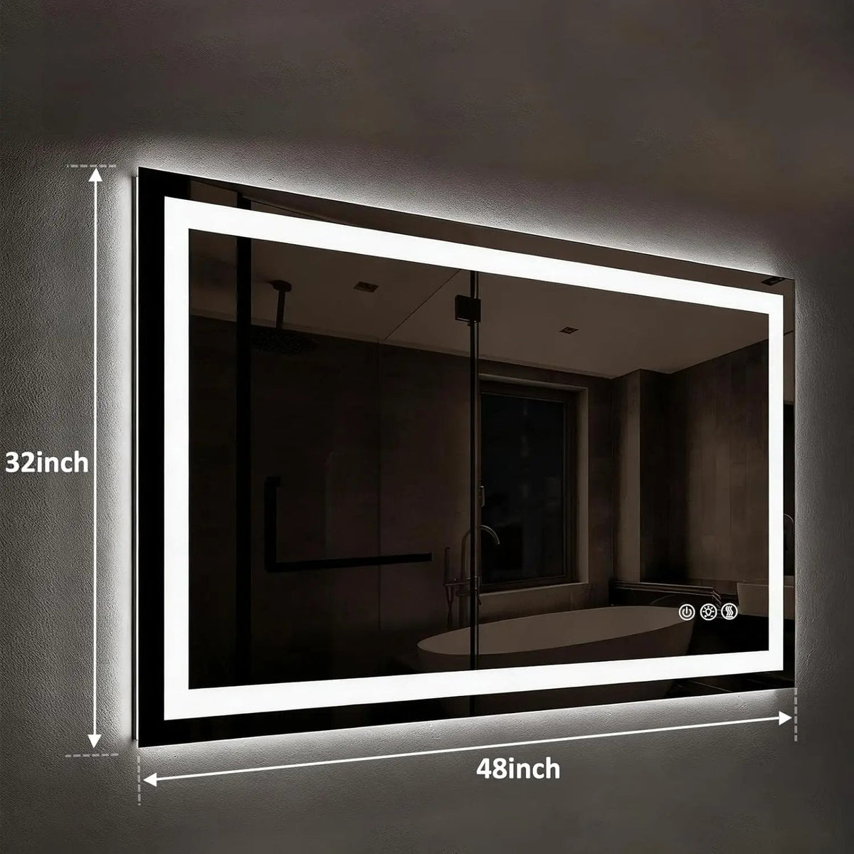 Standard Center Glow LED Bathroom Mirror with Anti-Fog and Dimmer – view 15