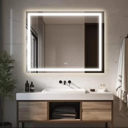 Standard Center Glow LED Bathroom Mirror with Anti-Fog and Dimmer – view 5