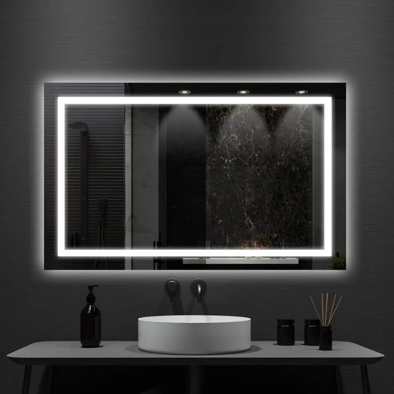 Standard Center Glow LED Bathroom Mirror with Anti-Fog and Dimmer – view 3