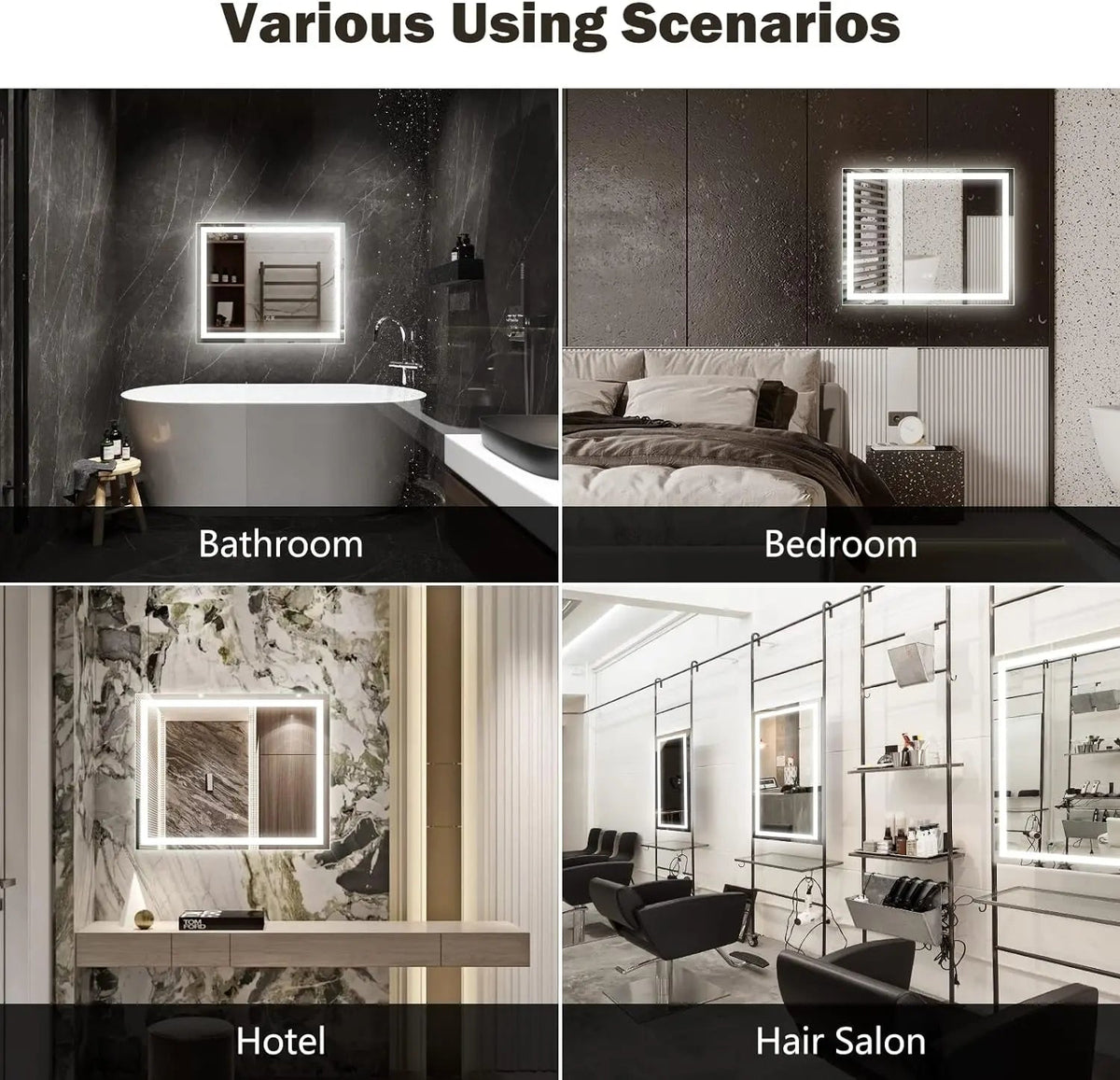 Standard Center Glow LED Bathroom Mirror with Anti-Fog and Dimmer – view 8
