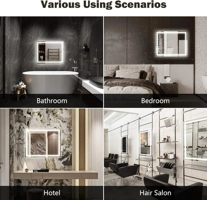Standard Center Glow LED Bathroom Mirror with Anti-Fog and Dimmer – view 8
