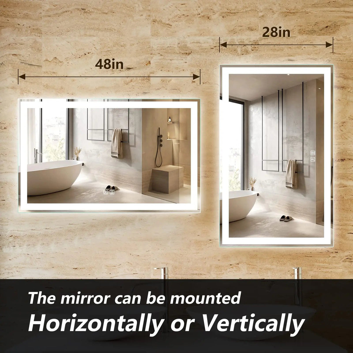 Standard Center Glow LED Bathroom Mirror with Anti-Fog and Dimmer – view 9