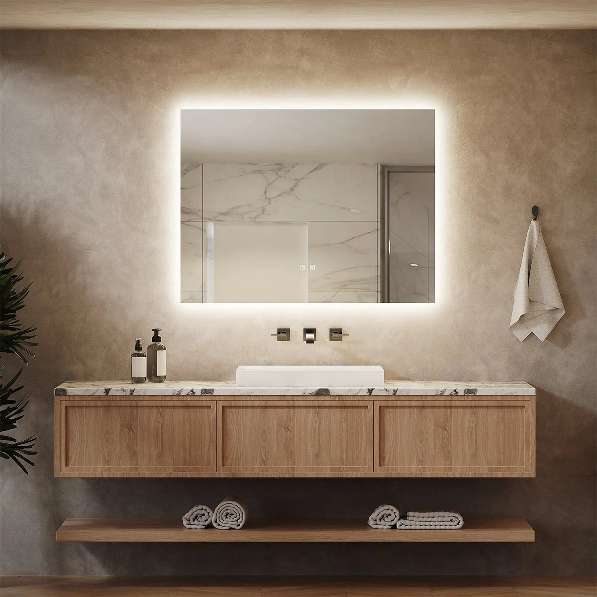 Backlit LED Bathroom Mirror with Anti-Fog & Dimmable Light