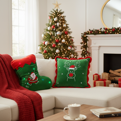 Christmas Santa Stocking Microbead LED Light-Up Throw Pillow – view 6