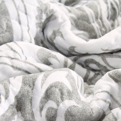 Moon Sky Heather Gray Ogee Damask Reversible Quilt Set – view 7