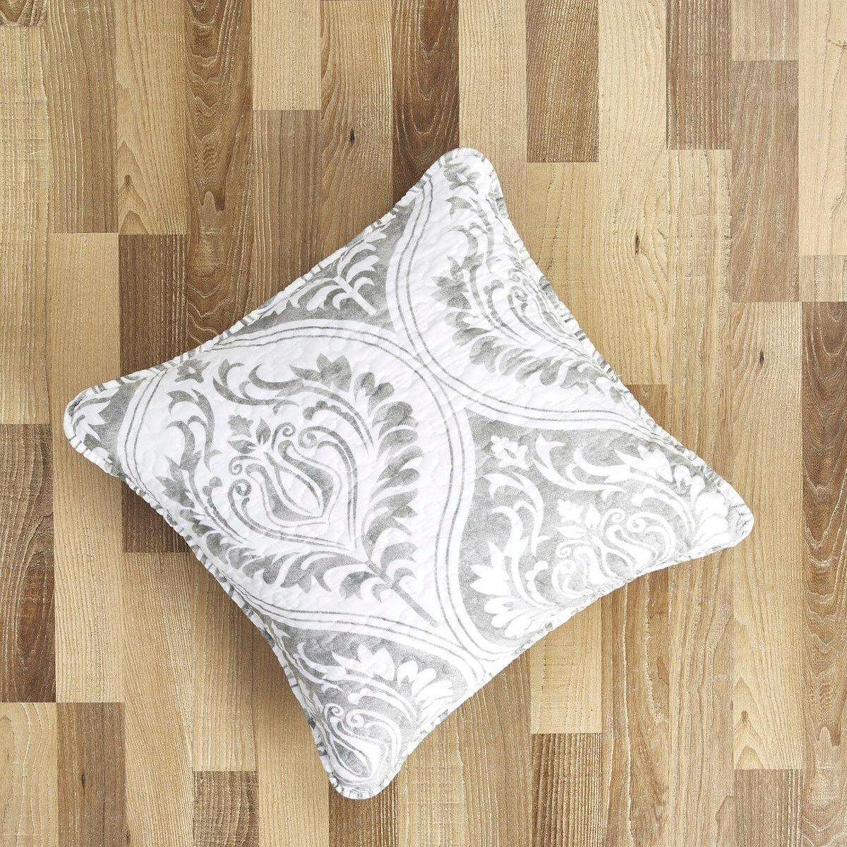 Moon Sky Grey Paisley Damask Matelasse Euro Sham and Cushion Covers – view 3
