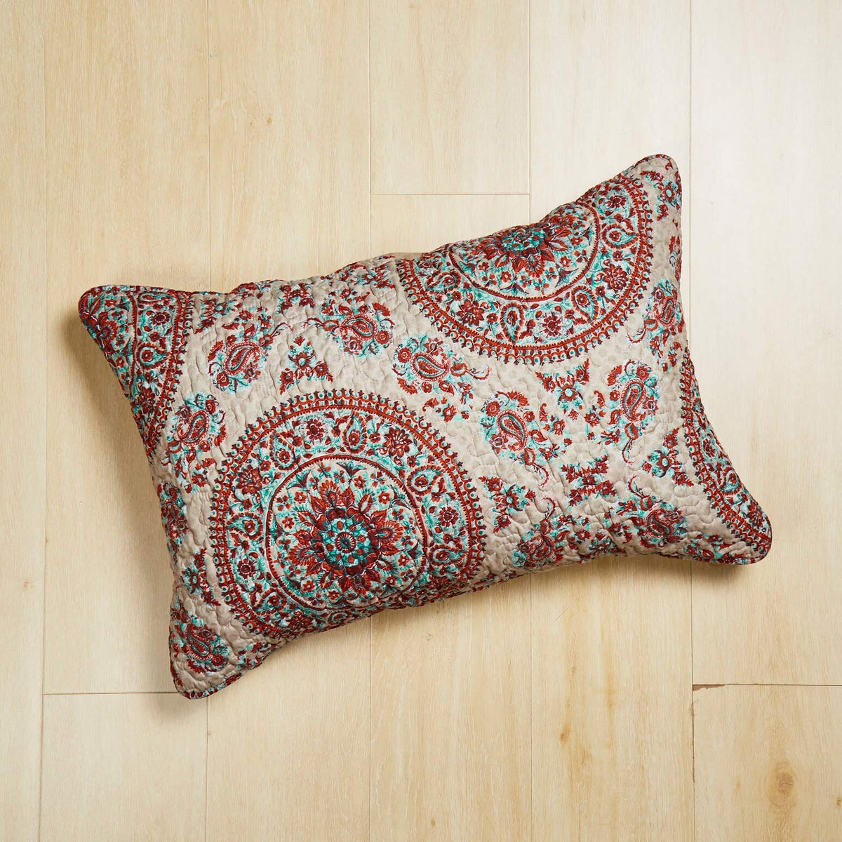 Bohemian Desert Medallion Taupe Quilted Pillow Sham – view 2