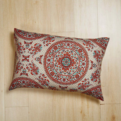 Taupe, Red Orange and Turquoise Medallion Microfiber Pillowcases, Set of 2 – view 5