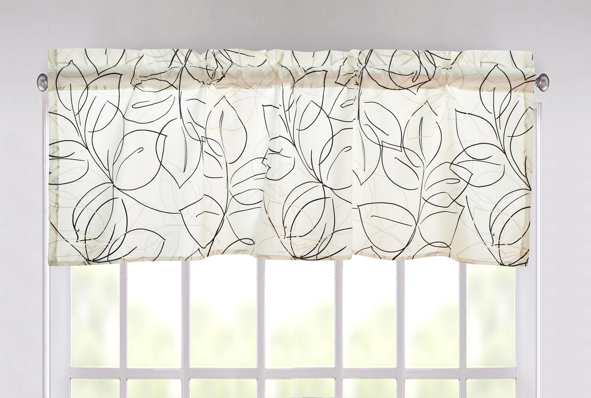 Microfiber Abstract Leaf Line Art Window Valance, 18x52