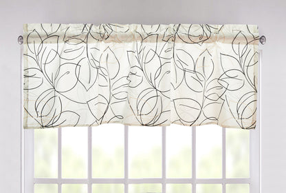 Microfiber Abstract Leaf Line Art Window Valance, 18x52