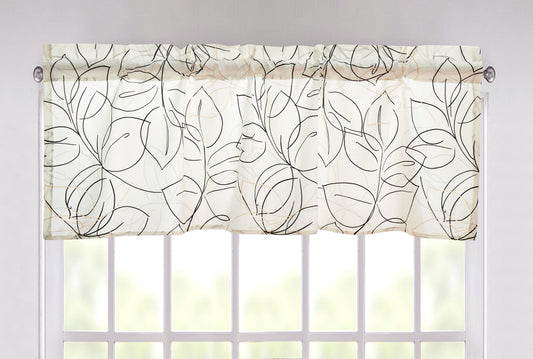 Microfiber Abstract Leaf Line Art Window Valance, 18x52