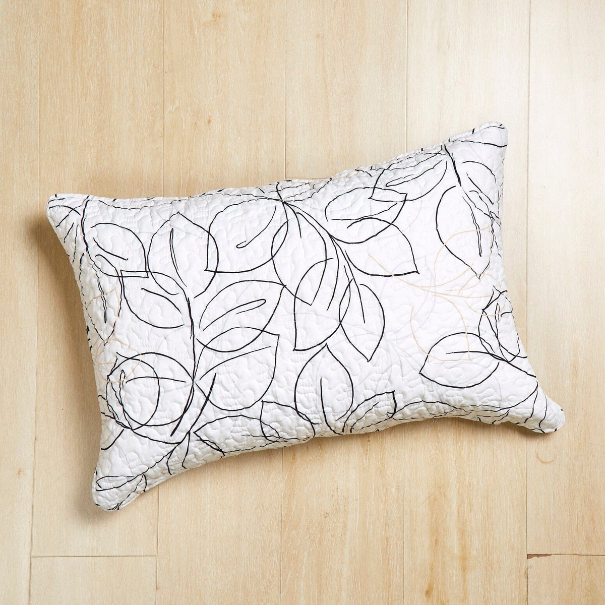 Abstract Leaf Line Art Microfiber Pillow Sham, Queen or King – view 3