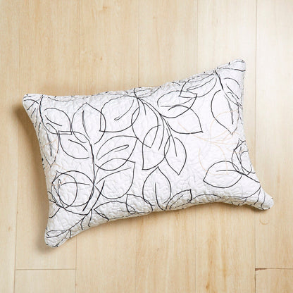 Abstract Leaf Line Art Microfiber Pillow Sham, Queen or King – view 3