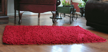 Dark Raspberry Red Cotton Chenille Floor Mat and Area Rug – view 4