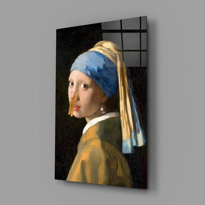 Girl with Clothespin Art History Parody Glass Wall Art – view 2