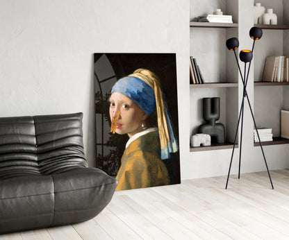 Girl with Clothespin Art History Parody Glass Wall Art – view 5