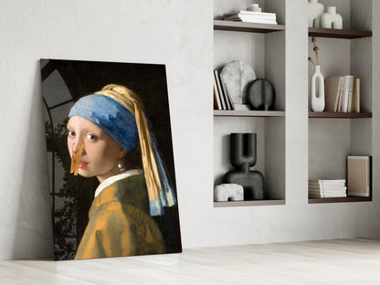 Girl with Clothespin Art History Parody Glass Wall Art – view 6