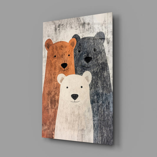 Bear Family Nursery Glass Wall Art, Designer Collection – view 2