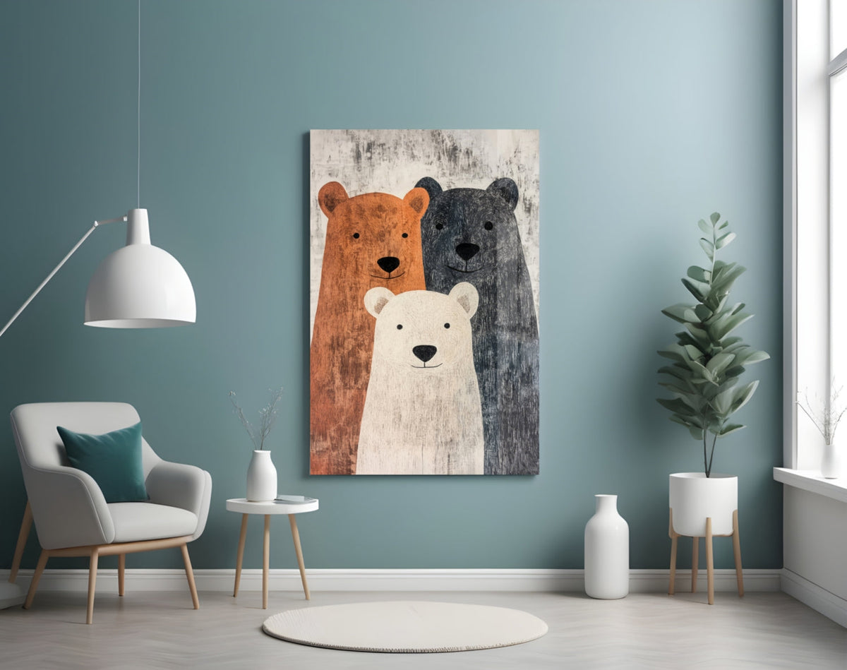 Bear Family Nursery Glass Wall Art, Designer Collection – view 4
