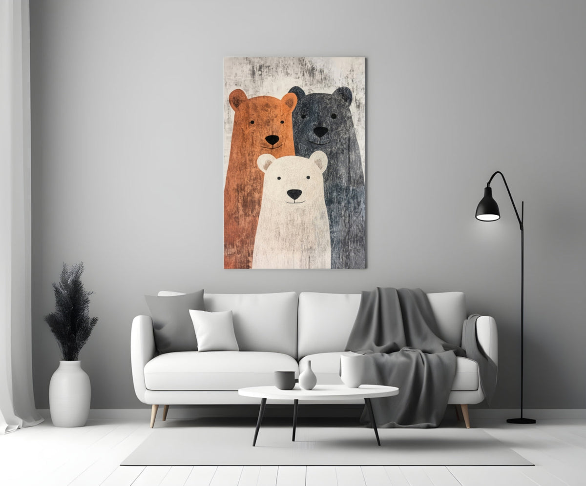 Bear Family Nursery Glass Wall Art, Designer Collection – view 3