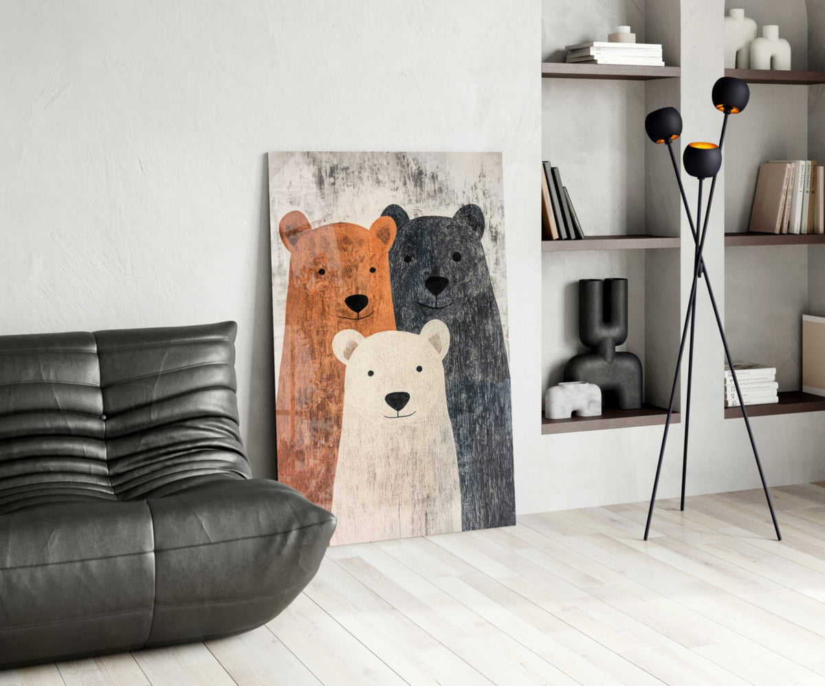 Bear Family Nursery Glass Wall Art, Designer Collection – view 5