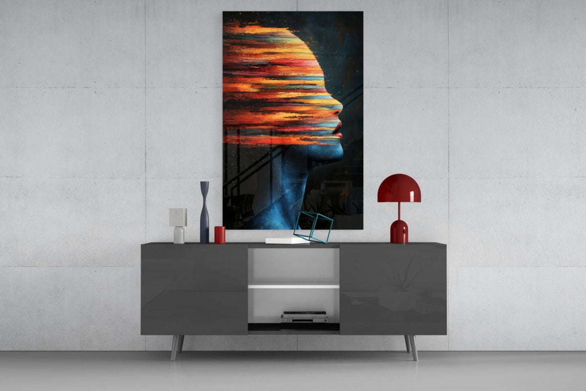The Face of Colors Glass Wall Art – Abstract Portrait, Designer Collection – view 8