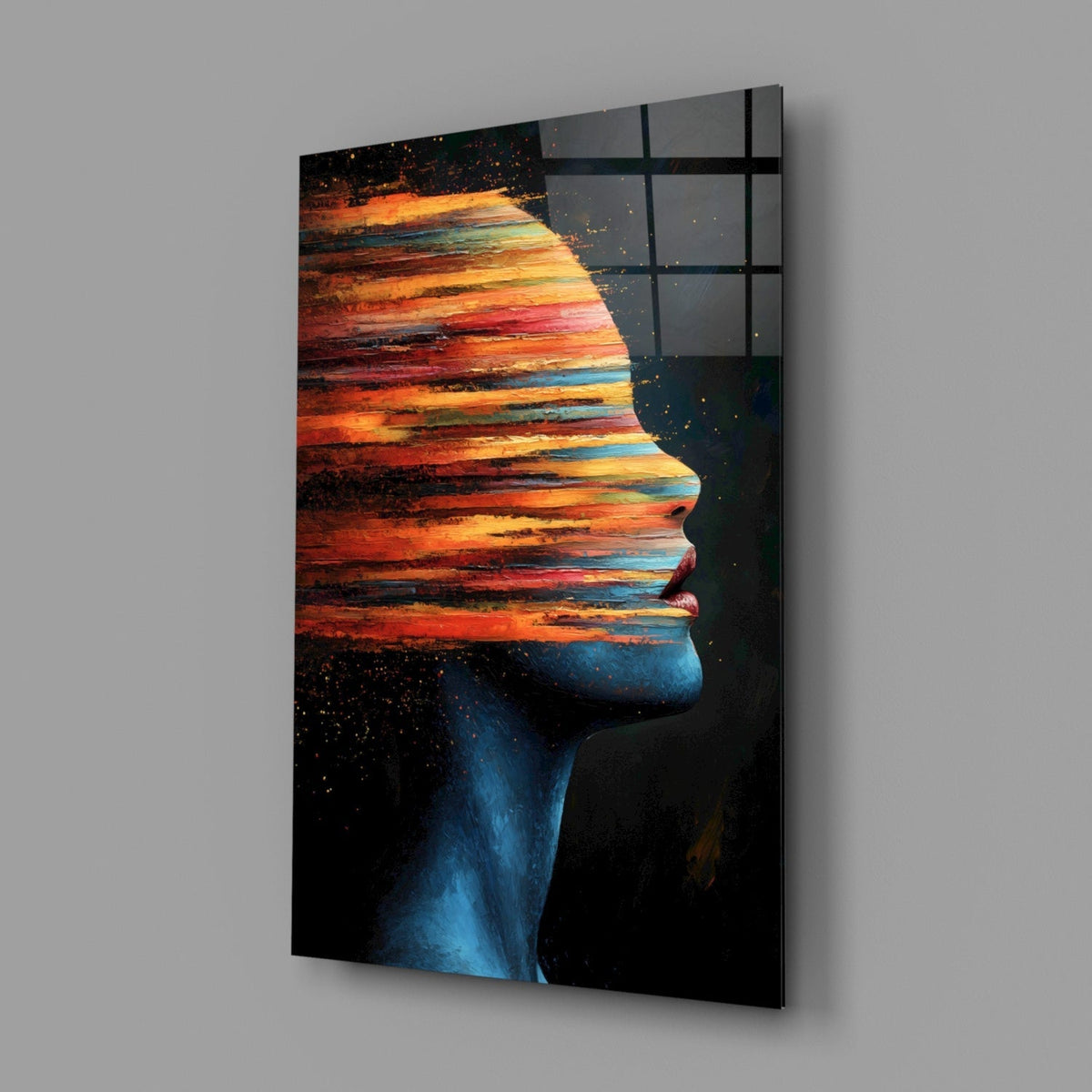 The Face of Colors Glass Wall Art – Abstract Portrait, Designer Collection – view 2