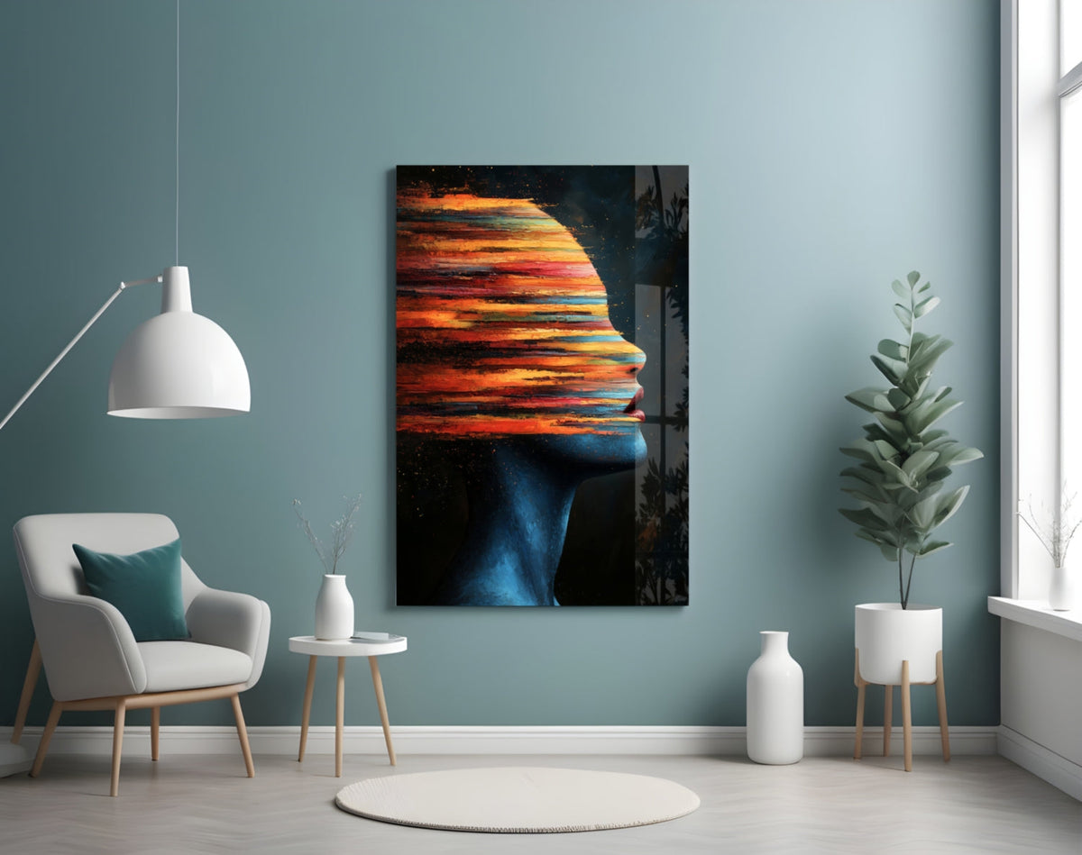 The Face of Colors Glass Wall Art – Abstract Portrait, Designer Collection – view 4