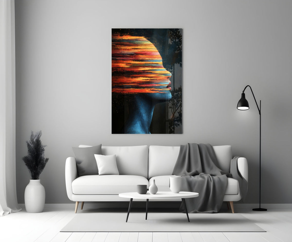 The Face of Colors Glass Wall Art – Abstract Portrait, Designer Collection – view 3