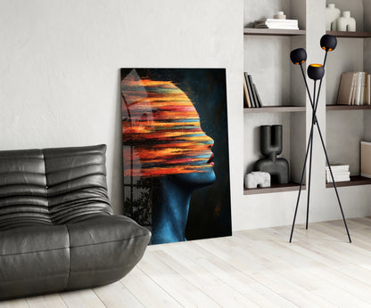 The Face of Colors Glass Wall Art – Abstract Portrait, Designer Collection – view 5