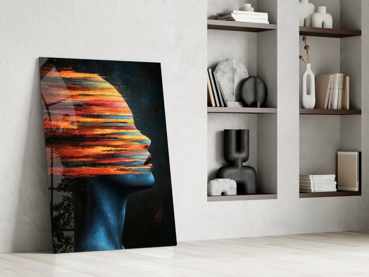 The Face of Colors Glass Wall Art – Abstract Portrait, Designer Collection – view 6