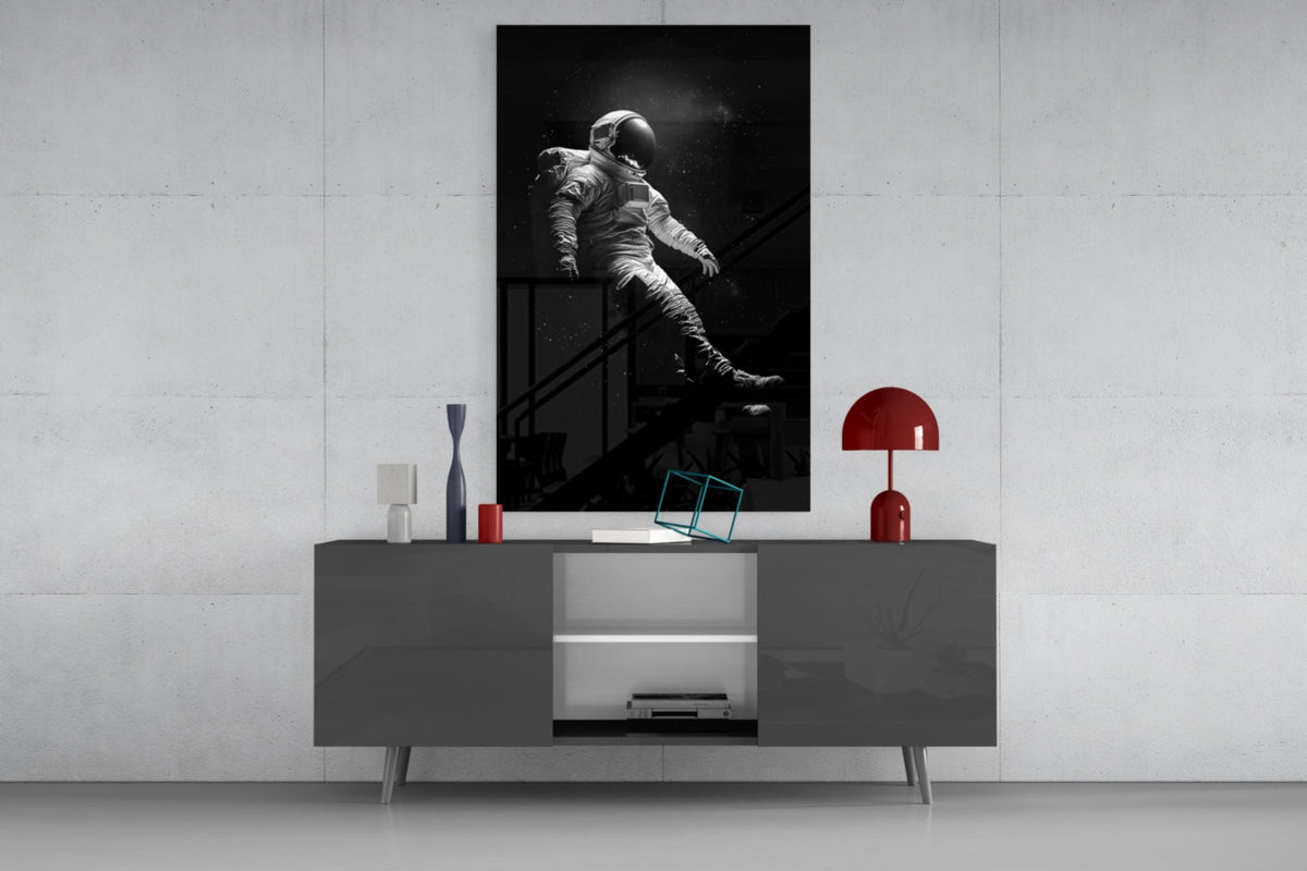 Drifting Astronaut Starry Black Space Glass Wall Art – view 8