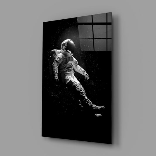 Drifting Astronaut Starry Black Space Glass Wall Art – view 2