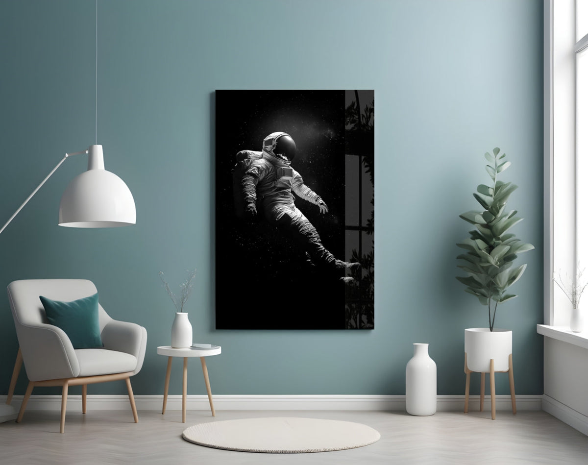 Drifting Astronaut Starry Black Space Glass Wall Art – view 4
