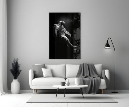 Drifting Astronaut Starry Black Space Glass Wall Art – view 3