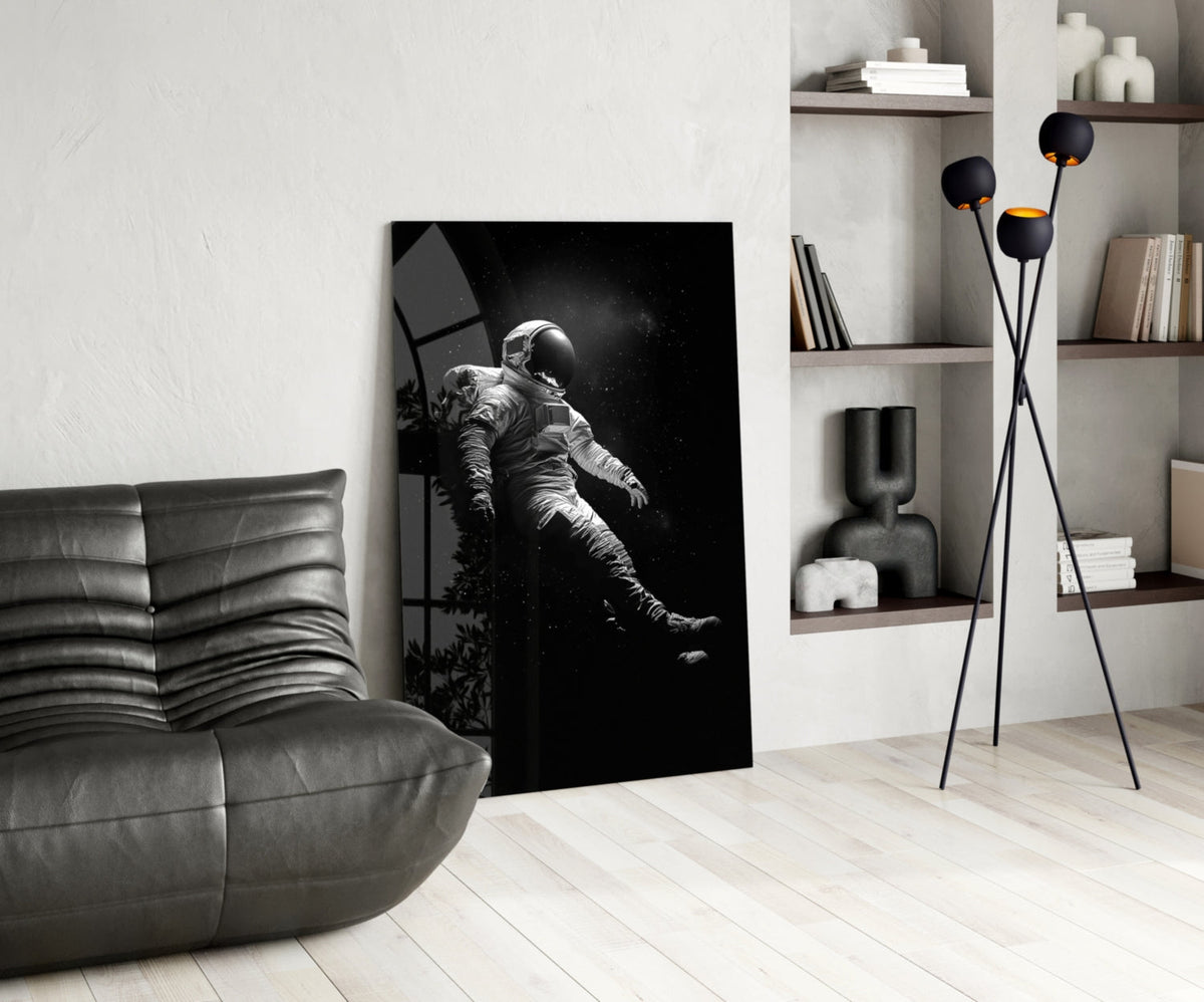 Drifting Astronaut Starry Black Space Glass Wall Art – view 5