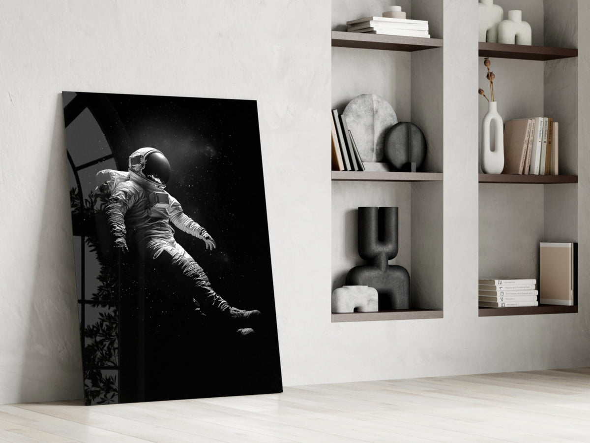 Drifting Astronaut Starry Black Space Glass Wall Art – view 6