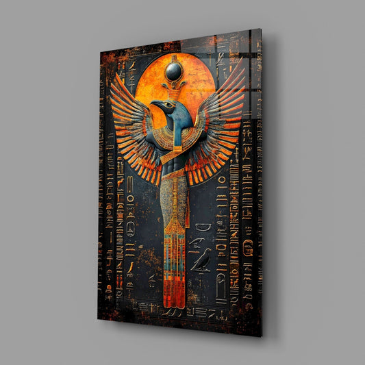 Winged God Horus Glass Wall Art – Egyptian Mythology, Designer Collection – view 2