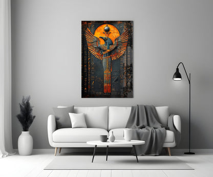 Winged God Horus Glass Wall Art – Egyptian Mythology, Designer Collection – view 3