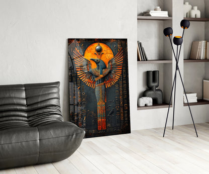 Winged God Horus Glass Wall Art – Egyptian Mythology, Designer Collection – view 5