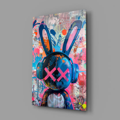 Graffiti Rabbit Pop Art Glass Wall Art, Designer Collection – view 2