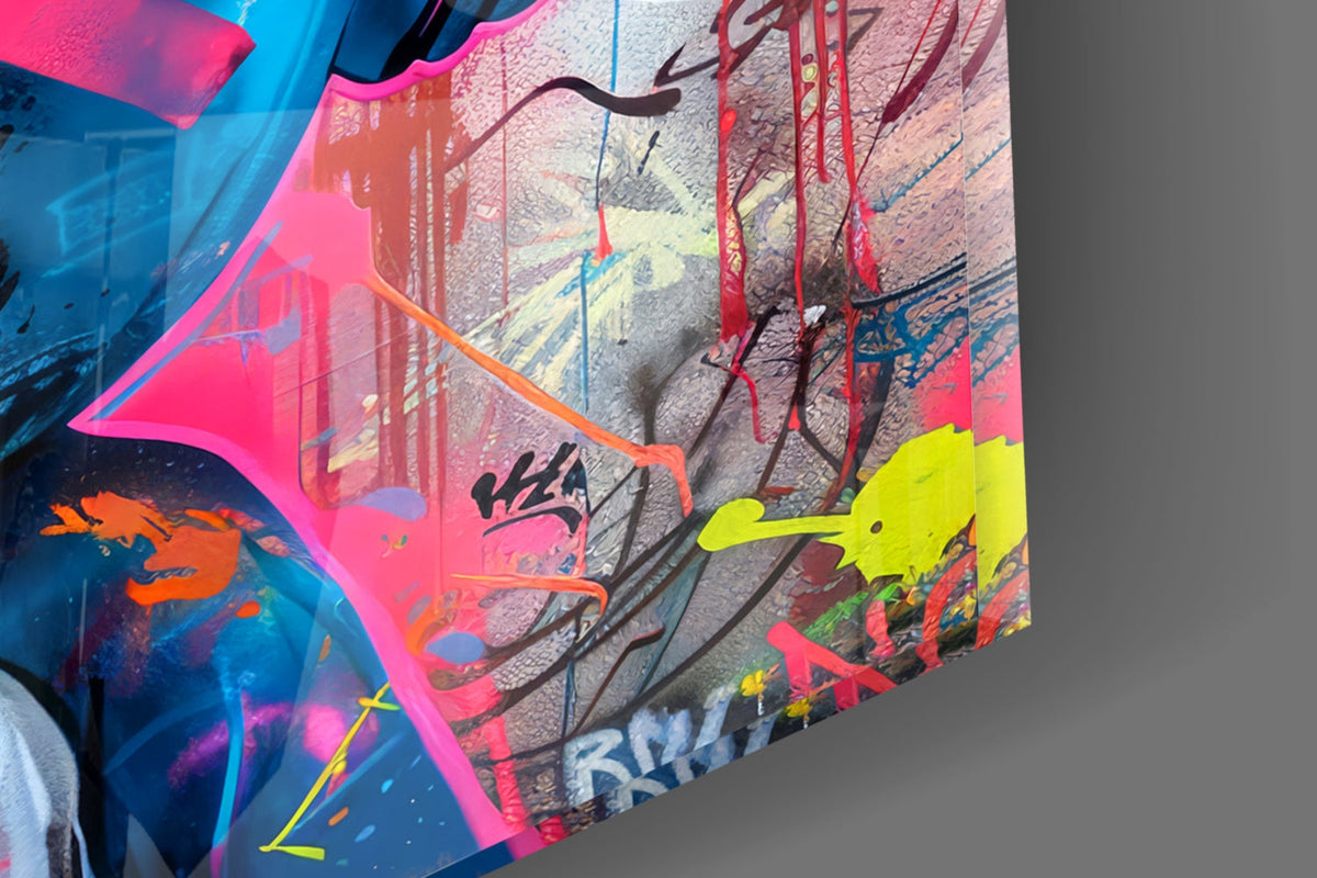 Graffiti Rabbit Pop Art Glass Wall Art, Designer Collection – view 7