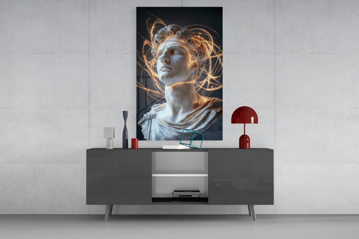 The Shining Mind of Aurelius Glass Wall Art – Marcus Aurelius Bust – view 8