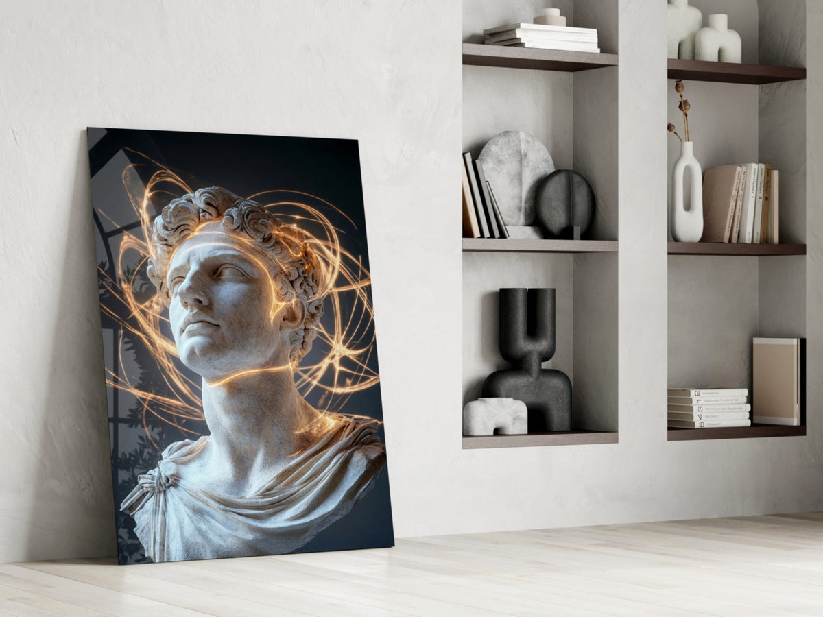 The Shining Mind of Aurelius Glass Wall Art – Marcus Aurelius Bust – view 6