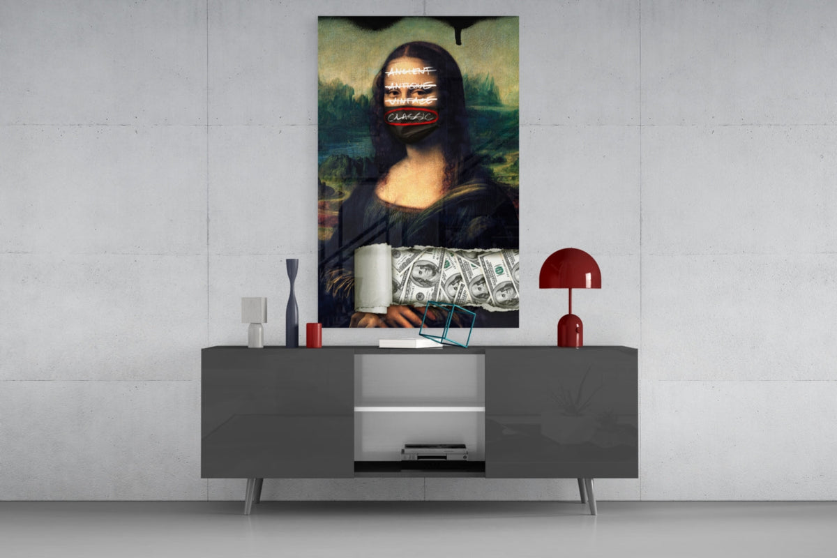 Modern Mona Lisa Graffiti Pop Art Glass Wall Art, Designer Collection – view 8