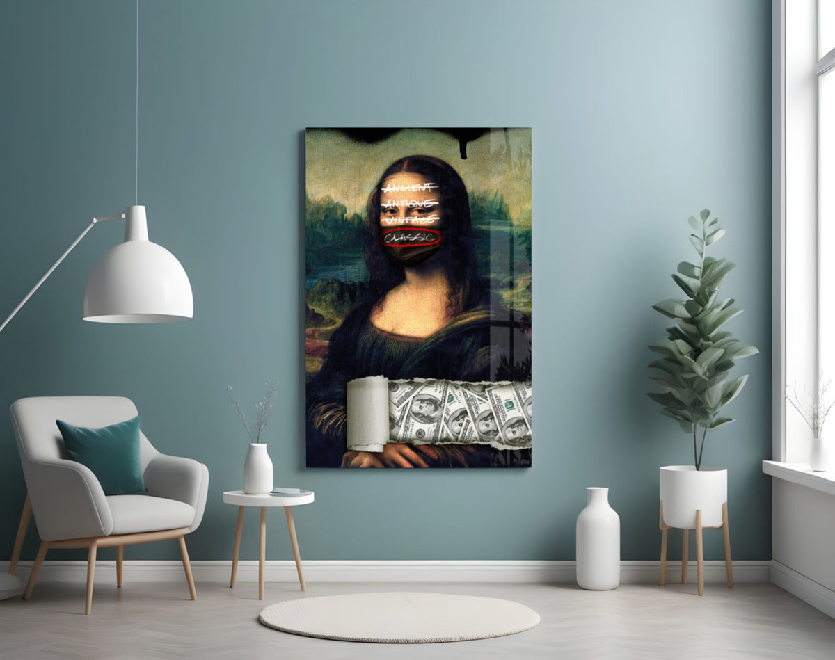 Modern Mona Lisa Graffiti Pop Art Glass Wall Art, Designer Collection – view 4