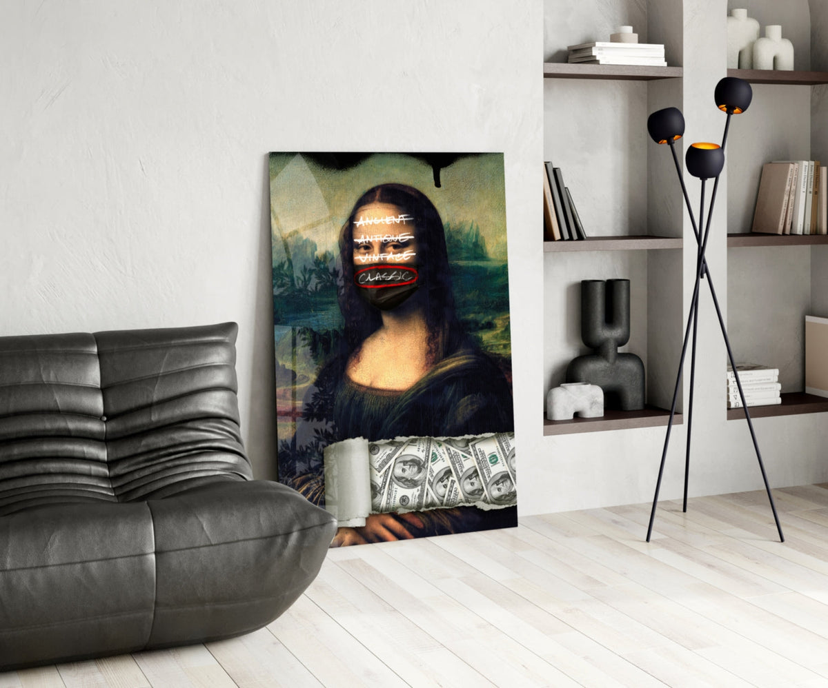 Modern Mona Lisa Graffiti Pop Art Glass Wall Art, Designer Collection – view 5
