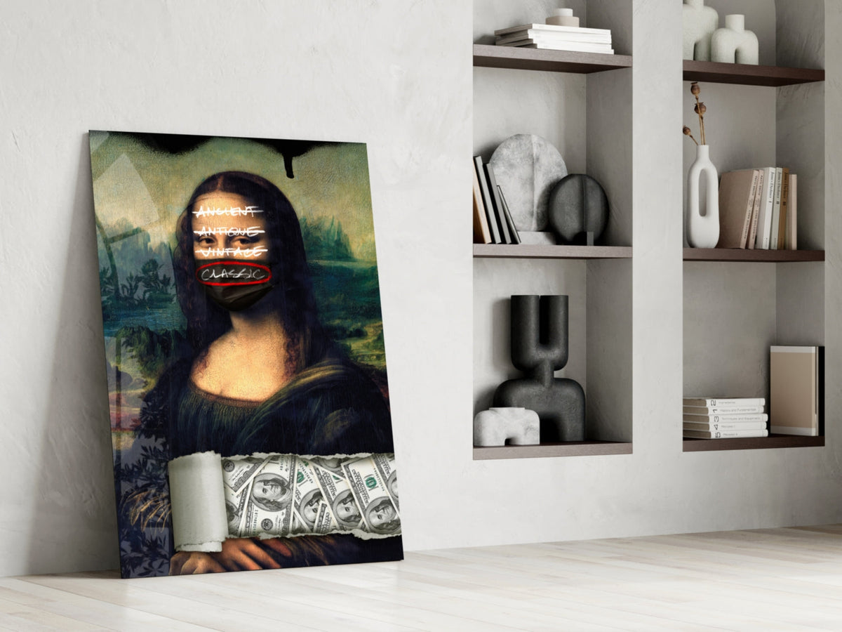 Modern Mona Lisa Graffiti Pop Art Glass Wall Art, Designer Collection – view 6