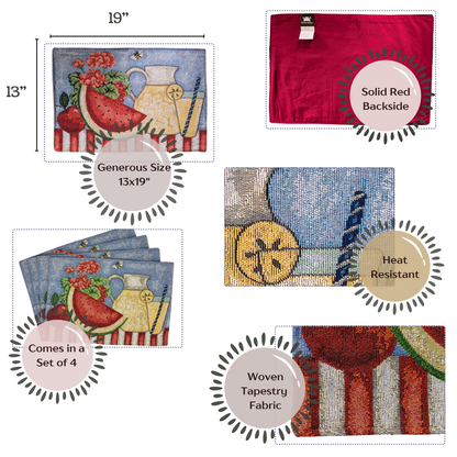 Fruity Drinks Watermelon Lemonade Woven Tapestry Placemat Set – view 2