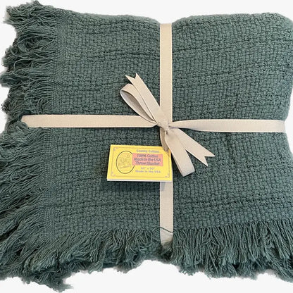 100% Cotton Fringed Throw Blanket, 52 x 65 Inch – view 8